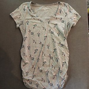 Grey floral maternity tee shirt